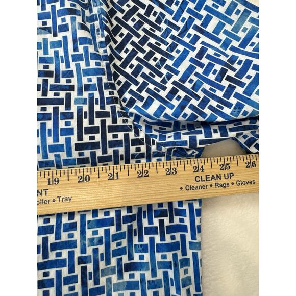 Robert Graham Weasill Geometric Print Shirt Mens Size XXL Blue White Flip Cuff - Picture 8 of 14